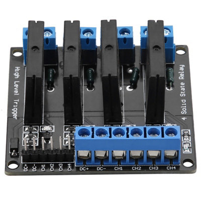 4 Channels Solid State Relay Module DC-AC 5V High Level Trigger with Fuse 2A