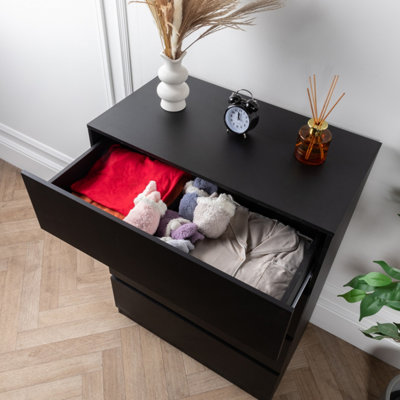 4 Chest Of Drawer BLACK Deep Chest of Wooden Drawers