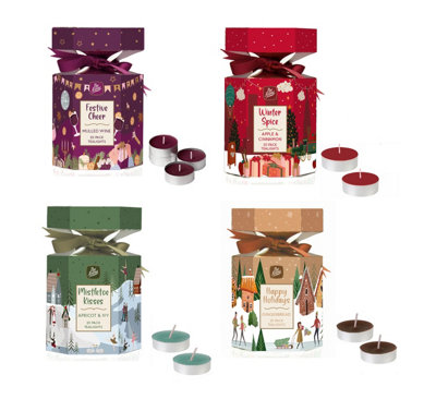 4 Christmas Scented Tea Light Candle Crackers Assorted Festive Infused