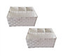 4 Compartment Set Of 2 Woven Storage Box Basket Bin Organiser Divider Home Office White, 33.5 x 23 x 16.5 cm