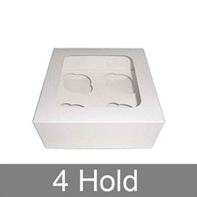 4 Count - 3" Deep White Cupcake Box