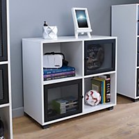 4 Cube Kids Storage Cabinet with Black Mesh Doors
