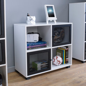 4 Cube Kids Storage Cabinet with Black Mesh Doors