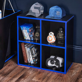 4 Cube Storage Bookcase Unit with Blue Detail