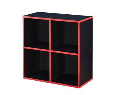 4 Cube Storage Bookcase Unit with Red Detail