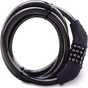 4 Digit Combination Steel Cable Lock Security Bike Lock Black Motorcycle