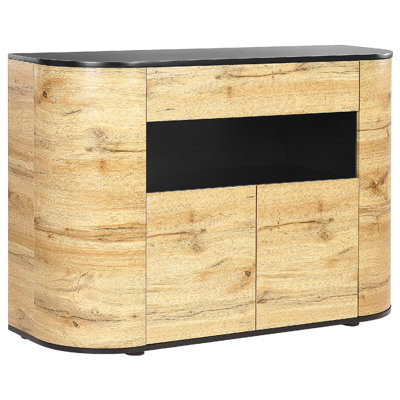 4 Door Sideboard Light Wood and Black JEROME