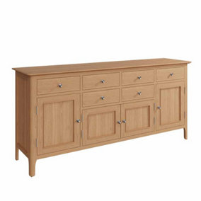 4 Door Sideboard - Plywood/Pine/MDF - L170 x W42 x H85 cm - Light Oak