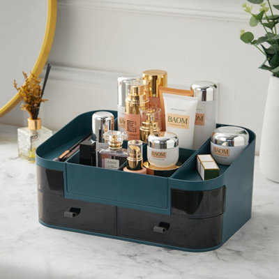 4-Drawer Green Makeup Organizer Cosmetics Storage Box for Dresser Bedroom Bathroom