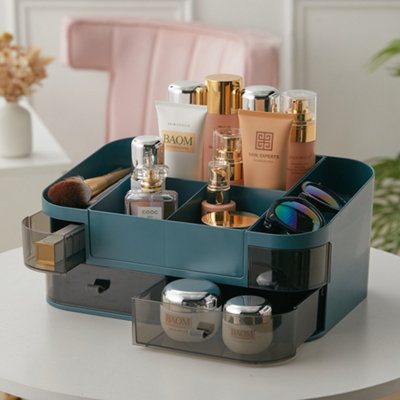 4-Drawer Green Makeup Organizer Cosmetics Storage Box for Dresser Bedroom Bathroom