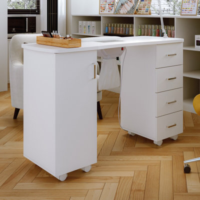 4 Drawer Manicure Station Nail Table Salon Nail Desk with Dust