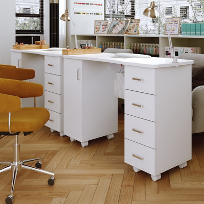 4 Drawer Manicure Station Nail Table Salon Nail Desk with Dust ...