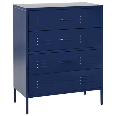 4 Drawer Metal Chest Navy Blue ENAGO