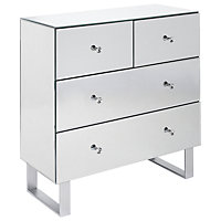 4 Drawer Mirrored Chest Silver NESLE