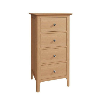 4 Drawer Narrow Chest - Plywood/Pine/MDF - L50 x W40 x H95 cm - Light Oak