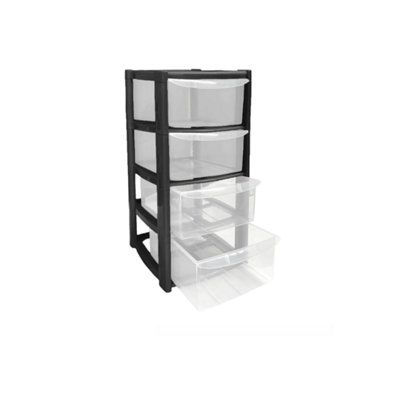 4 Drawer Plastic Storage Tower Trolley Durable Office, School and Home ...