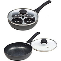 4 Eggs ChefMate 20cm Poacher Pan - Non Stick Poached Egg Boiler & Frying Pan in One - Induction Suitable
