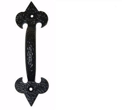 4" Fleur De Leys Door Pull Handles Antique Gates Sheds Black