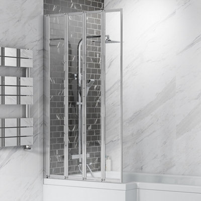 4 Fold Folding Bath Screen 800 x 1400mm Chrome