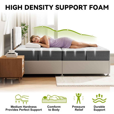4-Fold Memory Foam Floor Mattress Futon Bed with Removable Cover-Single