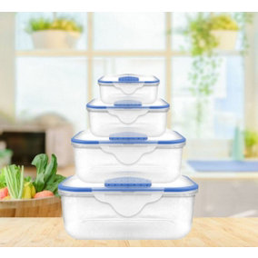 4 Food Storage Containers Clip Top Boxes Airtight Tub 0.7L To 1.8L