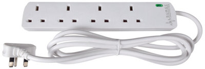 4 Gang Extension Lead with Surge Protection, 2 metre cable