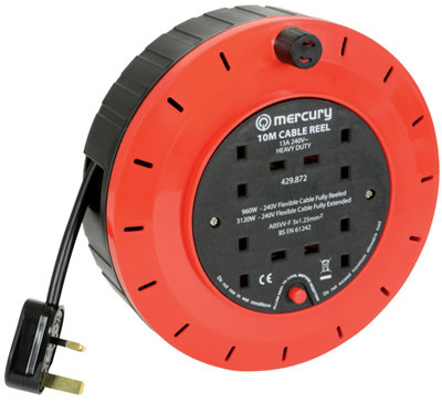 4 Gang Extension Reels with Thermal Cut Out, 10m