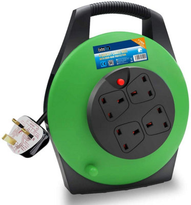 4 Gang Heavy-Duty 13A 10M indoor and outdoor Cable Reel, Thermal ...