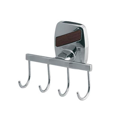 4-hook Strip Modern Bathroom Chromed Zamak Wall Mounted Dressing-gown Towel