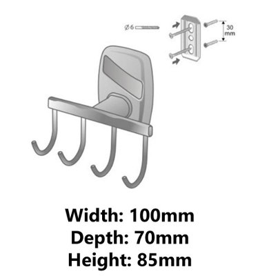 4-hook Strip Modern Bathroom Chromed Zamak Wall Mounted Dressing-gown Towel