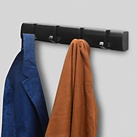 4 Hooks Hanging Clothes Rack for Doors, Halls, Bedrooms & Entryways - Steel Coat Hanger for Coats