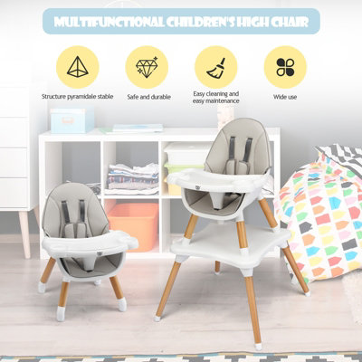 High chair with online swivel tray