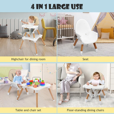 4 in 1 Baby High Chair Infant Child Feeding Seat Highchair w Food