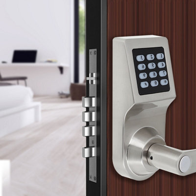 4-in-1 Electronic Door Lock: Secure Entry with Password, RF Card, Remote Control & Key