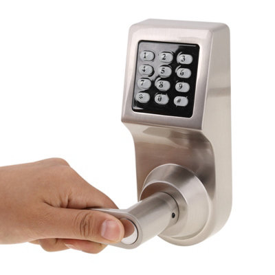 4-in-1 Electronic Door Lock: Secure Entry with Password, RF Card, Remote Control & Key