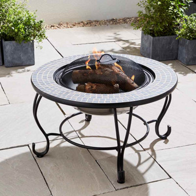 4 in 1 Fire Pit BBQ Grill Ice Cooler Round Ceramic Table DIY at B Q