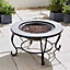4 in 1 Fire Pit, BBQ Grill, Ice Cooler, & Round Ceramic Table