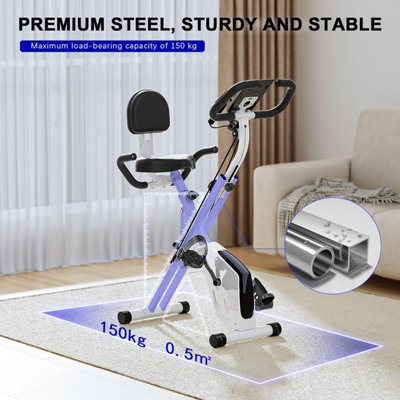 4 in 1 Foldable Exercise Bike with LCD Display and Heart Rate Sensor and Resistance Bands-White