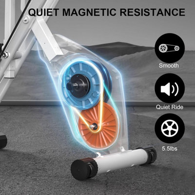 4 in 1 Foldable Exercise Bike with LCD Display and Heart Rate Sensor and Resistance Bands-White