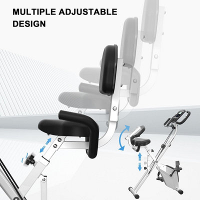 4 in 1 Foldable Exercise Bike with LCD Display and Heart Rate Sensor and Resistance Bands-White