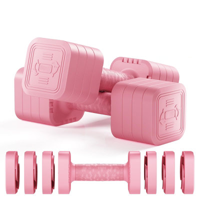 4 in 1 Hand Weights Set, 2.5kg/5kg/10kg Pair, Pink
