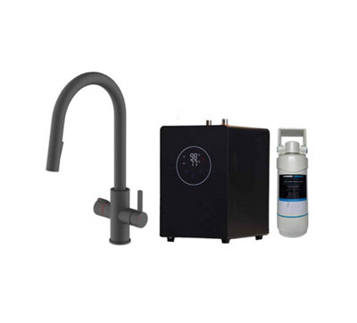 4-IN-1 INSTANT BOILING WATER TAP, PULL OUT SPOUT & SPRAY, BLACK, 2.4L ...
