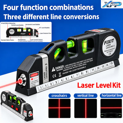 4-in-1 Multifunction Laser Level with Tripod & Rotating Measuring Ruler