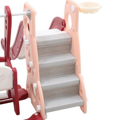 4 in 1 Pink and Red Toddler Slide and Swing Set Play Set with Basketball Hoop W 1200 x D 1840 x H 940 mm - 5