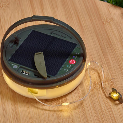 4 in 1 Portable Solar or USB Powered Hanging Gazebo Light with Retractable 100 LED String Lighting & Powerbank Function - 100lm