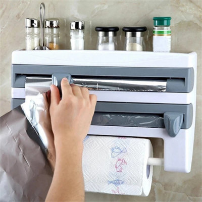 4 In 1 Wall Mounted Kitchen Roll Holder With Cutter