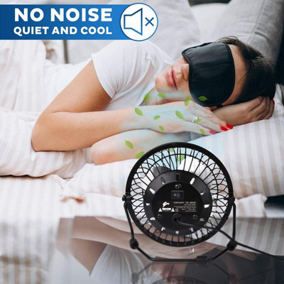 4 Inch Black USB Desk Fan Adjustable Tilt Head Compact Metal Table Fan