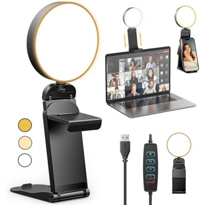 4 Inch Desktop Ring Light with Diffuser, 3 Modes Portable Laptop Video ...