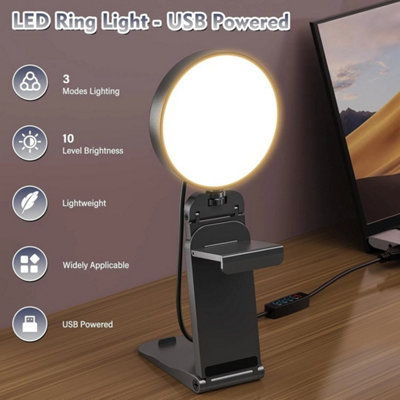 4 Inch Desktop Ring Light with Diffuser, 3 Modes Portable Laptop Video ...