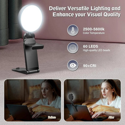 4 Inch Desktop Ring Light with Diffuser, 3 Modes Portable Laptop Video ...